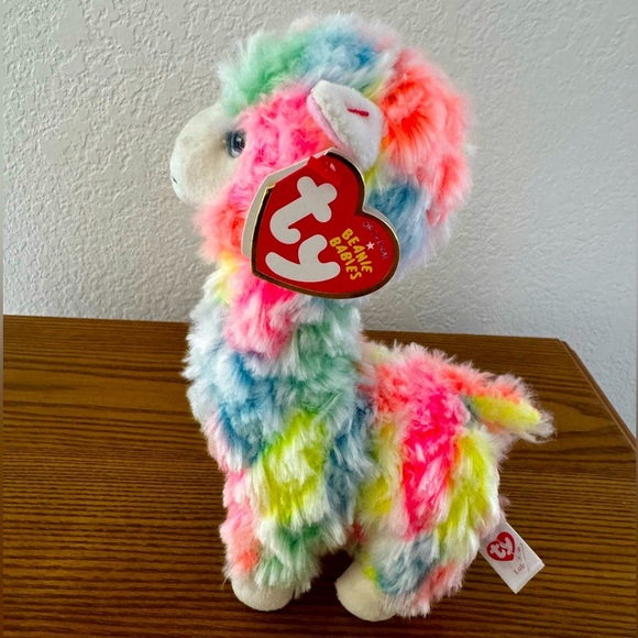 Ty Beanie Babies Colorful Rainbow Tie Dye Llama Plush Toy, NWT - Picture 1 of 2